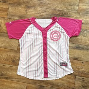 Ryne Sandberg #23 Chicago Cubs Pink Pinstripe Jersey - Majestic XXL